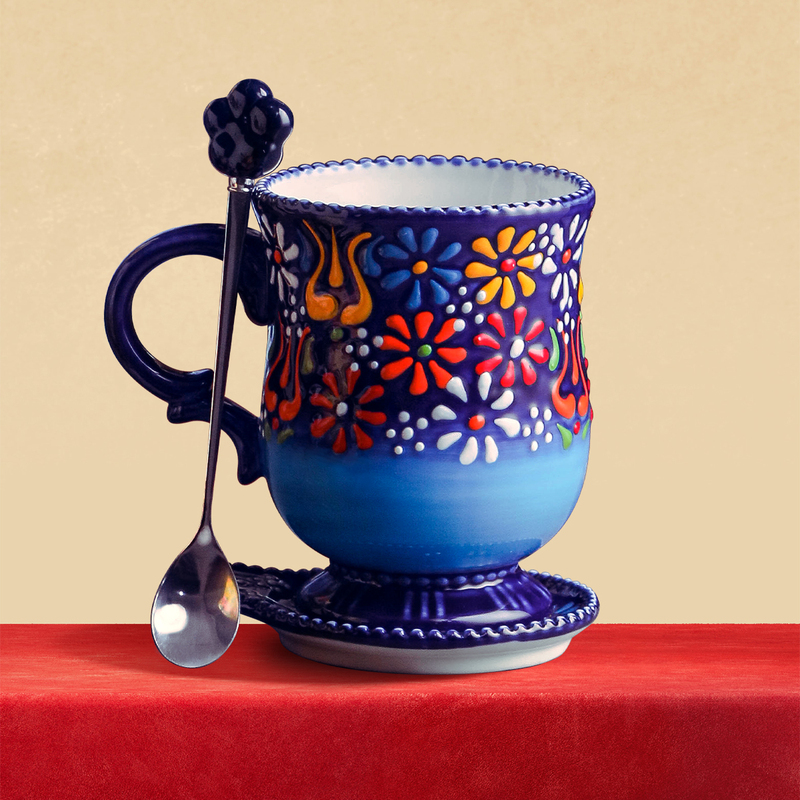 Turkish Stacking Cups | Xinjiang 500ml Hand-Painted Turkish Stacking Mug Water Cup