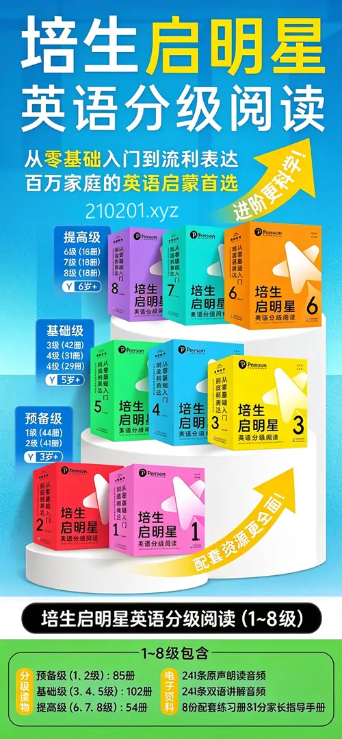 《培生启明星英语分级阅读》1-8 级 PDF 电子版绘本+音频+视频+配套资料全套合集下载