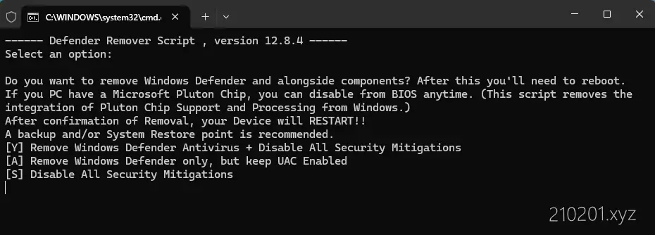 Windows Defender Remover v12.8.4 一键卸载/禁用系统安全中心软件绿色免安装单文件版下载