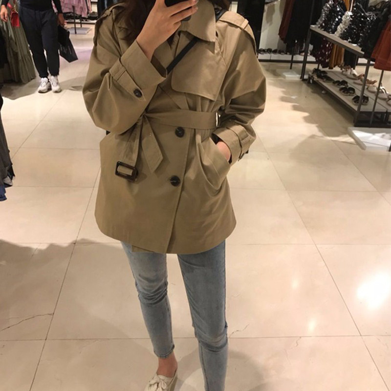 sandro asw small short windbreaker women's 2022 autumn and winter new Korean version waist waist temperament loose coat
