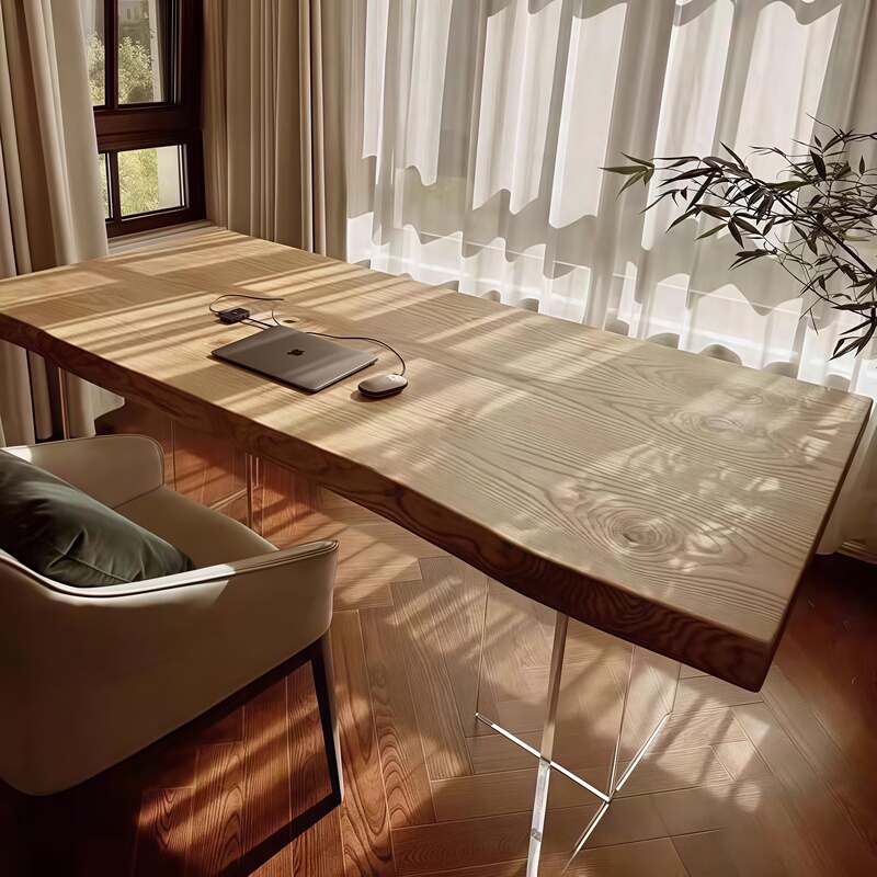 Acrylic Suspended Solid Wood Tea Table, Home Dining Table, Ash Wood Balcony Tea Table, Living Room Natural Wood Large Board Desk Acrylic Suspended Solid Wood Tea Table, Home Dining Table, Ash Wood Balcony Tea Table, Living Room Natural Wood Large Board Desk