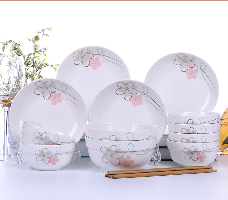 Nhà đặc biệt miễn phí kết hợp bộ đồ ăn bằng gốm sứ bát cơm bát súp nồi mì bát đĩa kết hợp lò vi sóng dĩa trắng