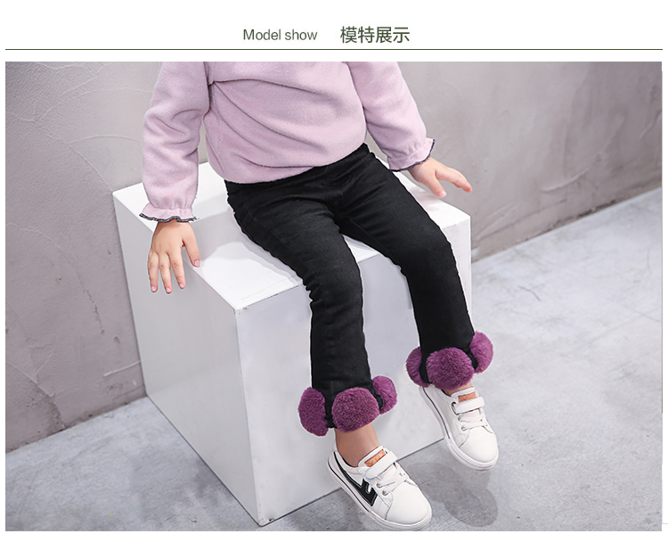 Quần bé gái cộng với quần denim dày nhung 2018 mới mùa đông quần trẻ em có chất liệu cotton cotton ấm quần jean ống rộng bé gái xuân hè