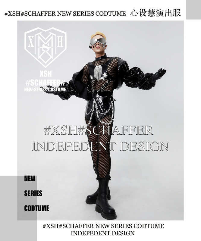 Nightclub Bar Male Gogo Sexy Mesh Black Alternative Fashion Trendy Ds Male Singer Atmosphere Tour Park Performance Costume