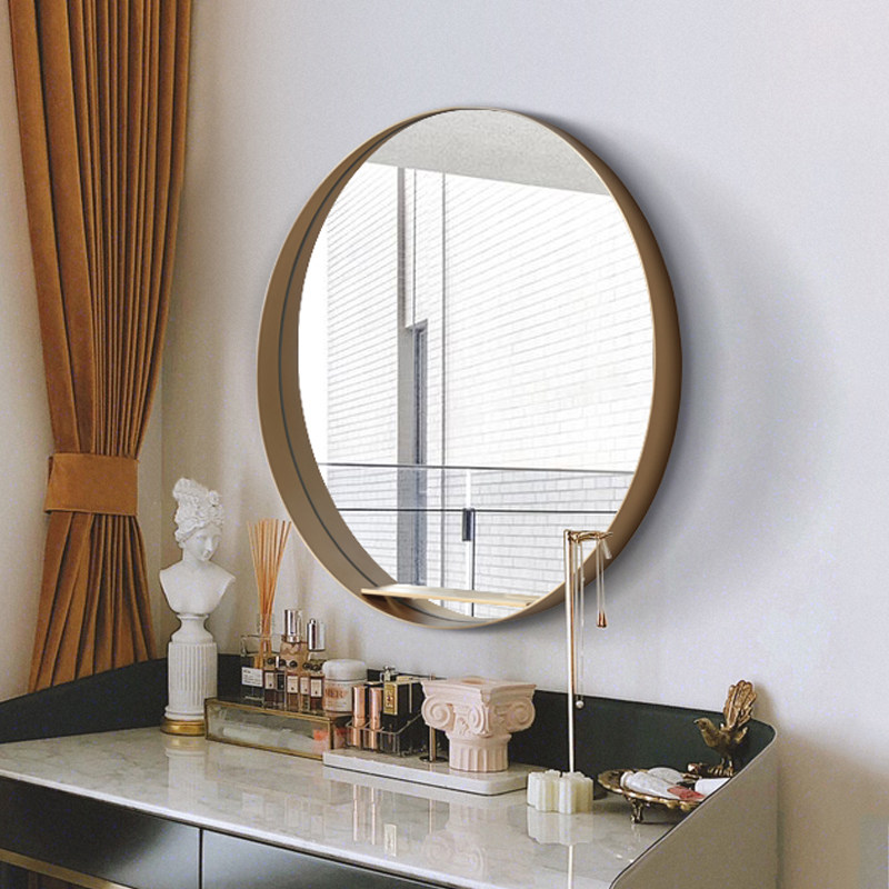 Nordic Make-up Mirror Round Ins Niggles Light Lavish Simplicity About Solid Bathroom Mirror Mesh Red Creativity Wall-mounted Cosmetic Mirror