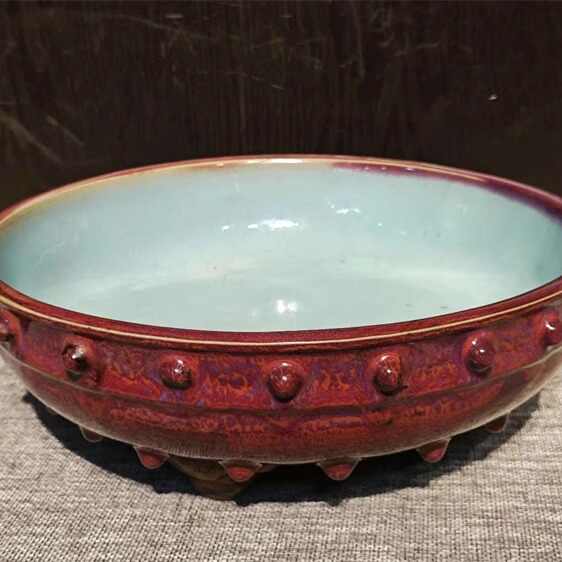 鈞窯紫斑釉陵花台 唐物 中国古玩 中国美術 唐物 擺件 A927+ 鈞窯紫斑釉陵花台 唐物 中国古玩 中国美術 唐物 擺件 A927+
