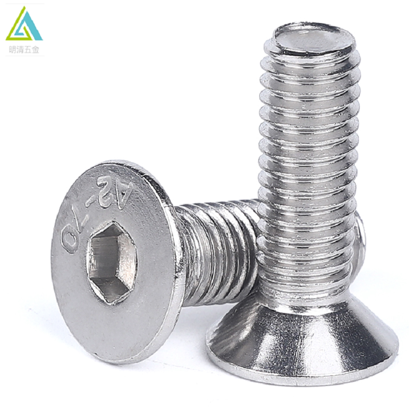 German standard 7991 natural color 304 stainless steel countersunk head hexagon screw M8 full tooth hexagon screw machine wire