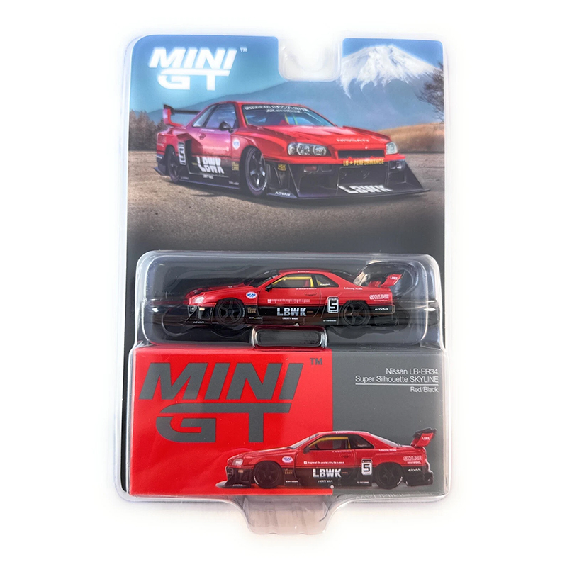 Minigt Nissan Gtr Silhouette Lb-Er34 Skyline Wide Body Lbwk 64 Alloy Car Model 843