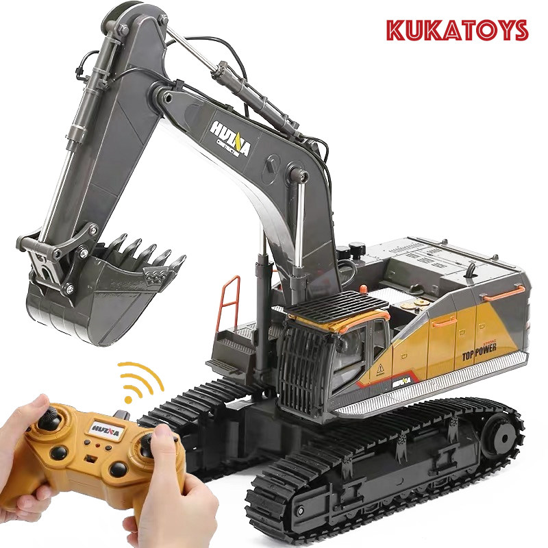 Large simulation metal remote control electric excavator mixer truck engineering transport vehicle children's toy gift Huina