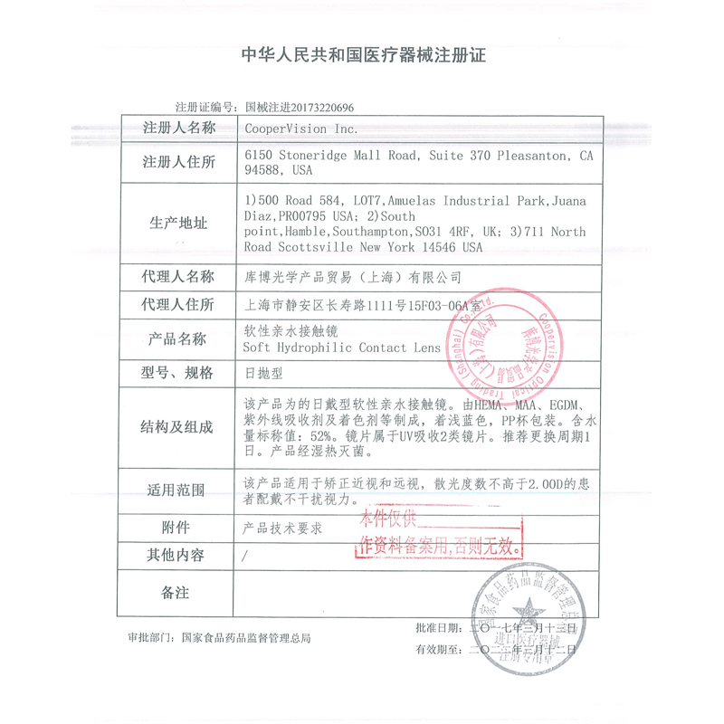 英国产 库博光学 日抛 隐形近视眼镜 30片装 抗紫外线 图7