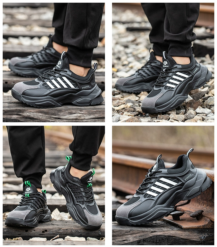 Lightweight cushioning labor protection shoes for men and women, lightweight, breathable, soft bottom, anti-smash, anti-puncture, steel toe safety shoes, construction site shoes