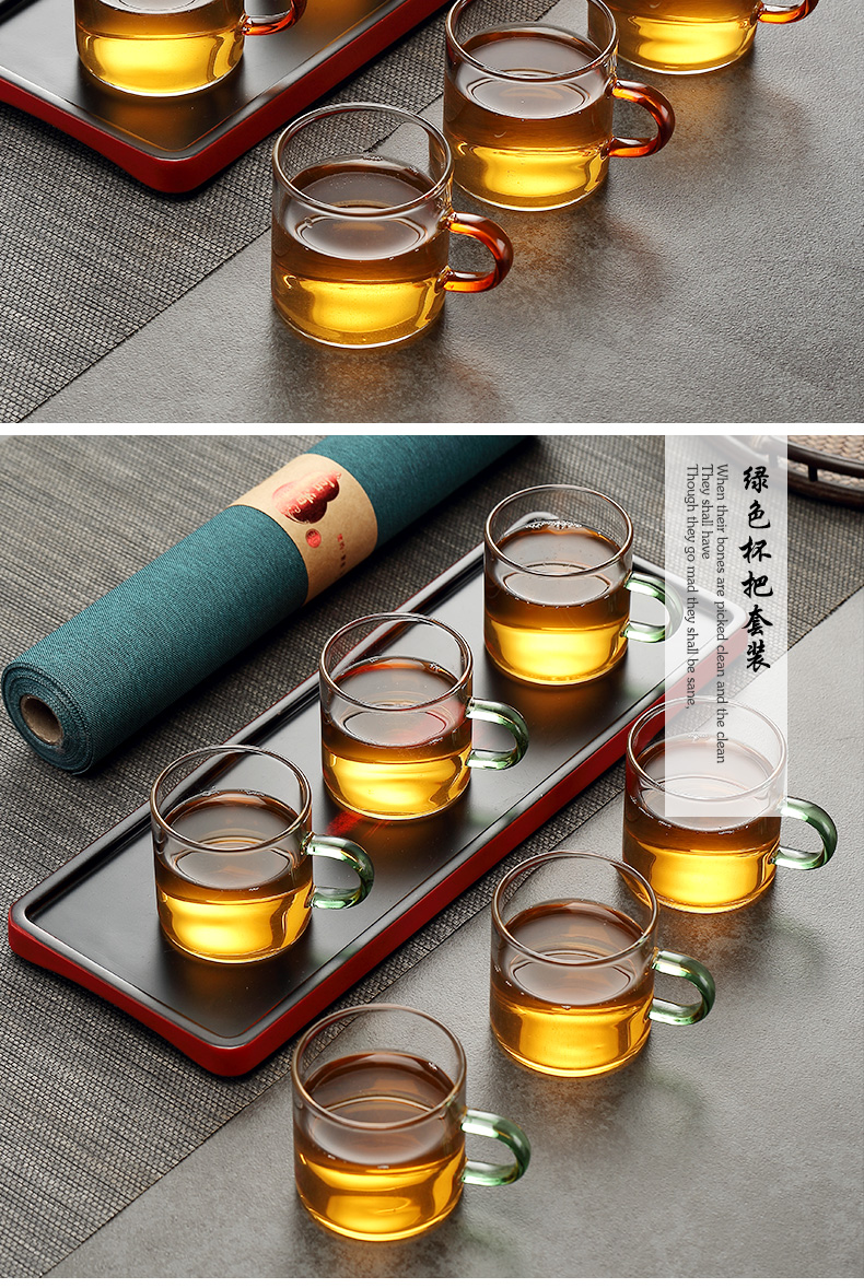 Kung fu tea cups suit household morning is high with the transparent glass cup only tea tea tea