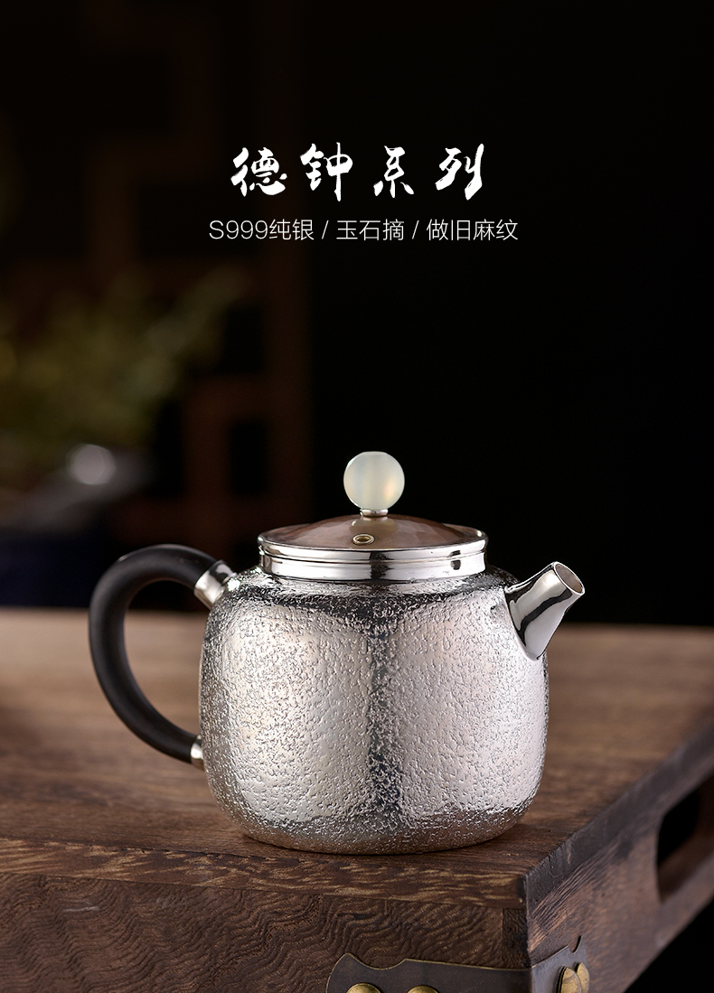 Morning high become saybot hemp 999 sterling silver sycee pot teapot pure manual hammer xi shi little teapot tea set the teapot