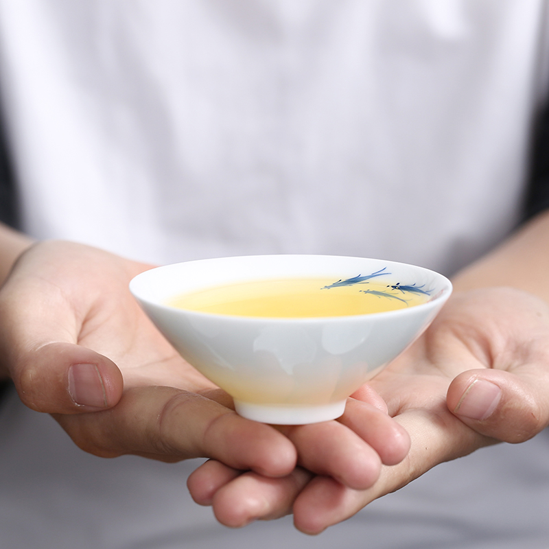 Morning high ceramic hand - made kung fu tea cups 6 young master cup tea light hat cup sample tea cup bowl