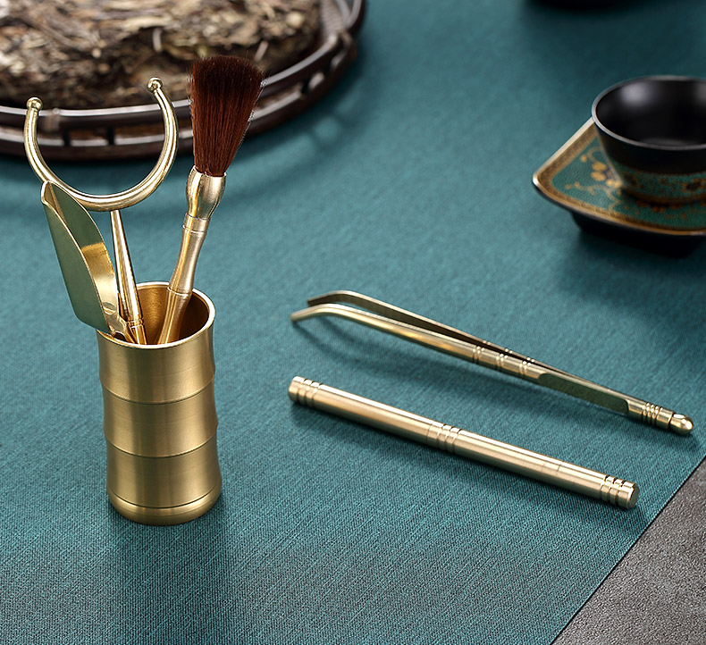 Morning high tea six gentleman 's suit pure copper copper kung fu tea tea accessories knife YangHuBi ChaGa cups fork