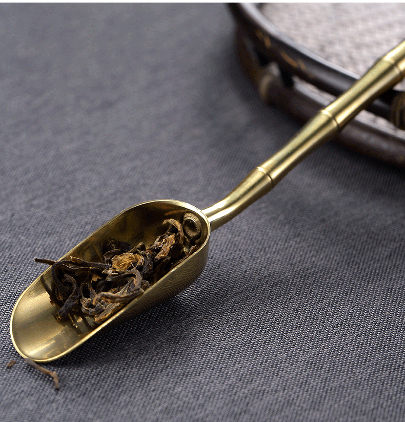 Morning high pure copper tea spoon teaspoon take tea ware tea shovels kung fu tea accessories copper tea six gentleman