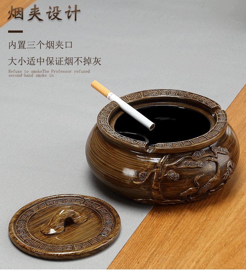 Morning high high - grade windproof archaize creative large ashtray with cover sitting room home furnishing articles tea has a lid
