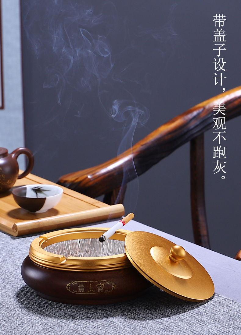 Morning high solid wood fashionable ashtray no clean rosewood gift hotel office with cover an ashtray tea taking