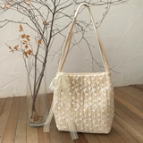 Соломенная вместительная и большая сумка на одно плечо, ведро, шоппер, в корейском стиле