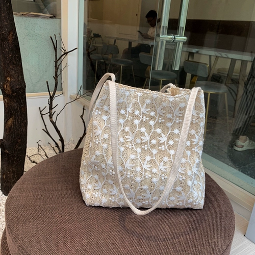 Соломенная вместительная и большая сумка на одно плечо, ведро, шоппер, в корейском стиле