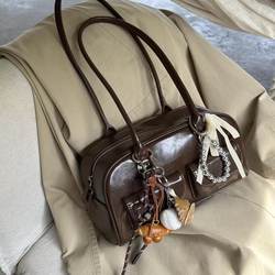 Yunzhen's Same Style Bag for Women, 2025 Autumn and Winter New Korean ins Large-Capacity Retro Bowling Handbag and Shoulder Bag