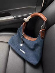 2026 New Large-Capacity Tote Bag Niche Design Denim Underarm Bag Women's Fashion Single-Shoulder Bucket Bag Women