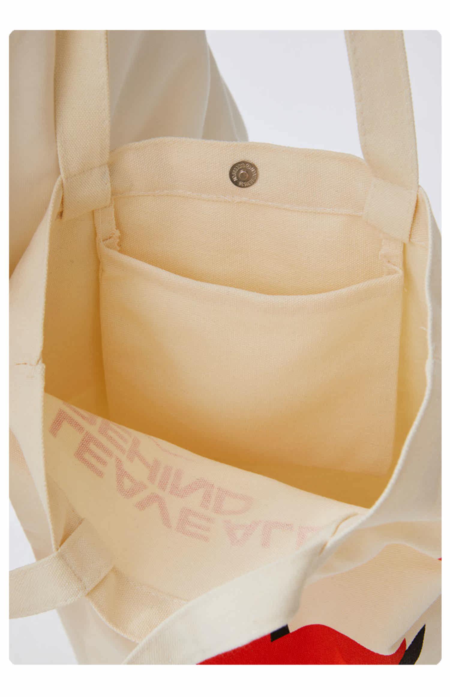 спортивная сумка 粒子狂热pf本色无漂磁力吸扣内袋蝴蝶轻便印花帆布袋