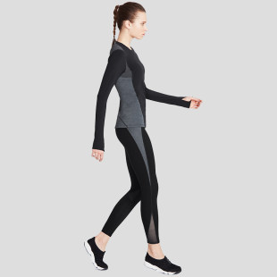 Particle Mania PF スポーツ長袖 T シャツ (女性用) 長袖スプライシング タイトフィット カジュアル ランニング フィットネス トップ T シャツ (女性用)