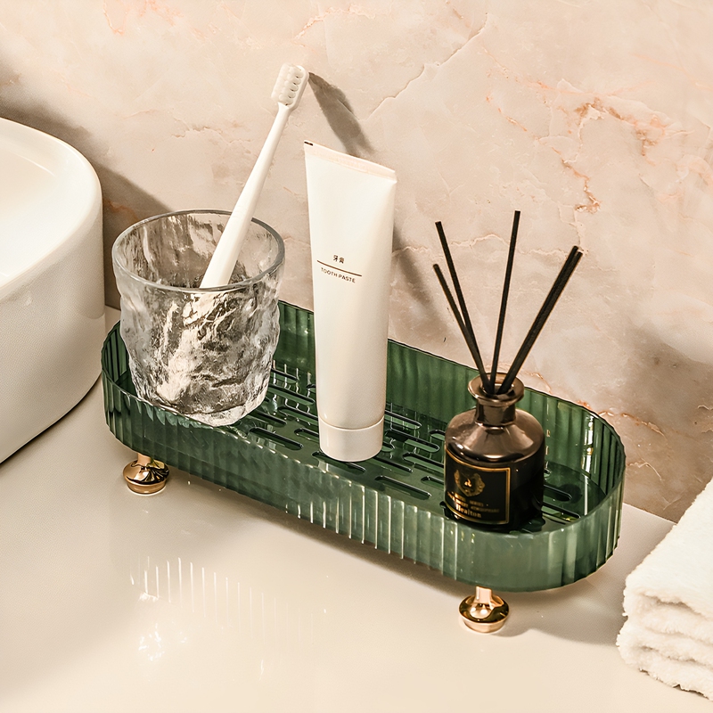 Washbasin Countertop Storage Rack Bathroom Supplies Mouthwash Cup Cosmetics Tray Shelf Bathroom Washstand Storage Rack