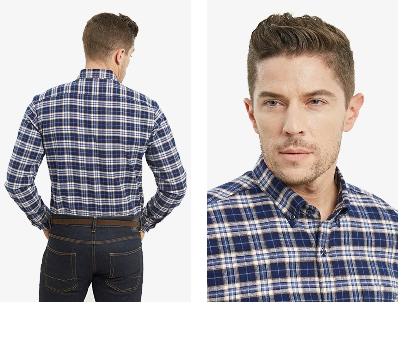 Mùa thứ năm cotton giản dị kẻ sọc dài tay áo sơ mi nam sanding thanh niên dày áo flannel Quần áo mỏng nam