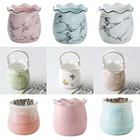 Thời trang gia đình gốm hoa giỏ máy tính để bàn nhỏ lưu trữ ống trang trí trái cây dao nĩa đũa muỗng lưu trữ nhỏ hộp bộ đồ ăn - Đồ ăn tối đĩa sứ trắng