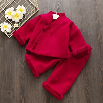 Girls Tang 2020 Winter Children Thickened cotton-padded jacket Suit Baby Chinese Style Year Wear Girls New Year Wear Hanfu