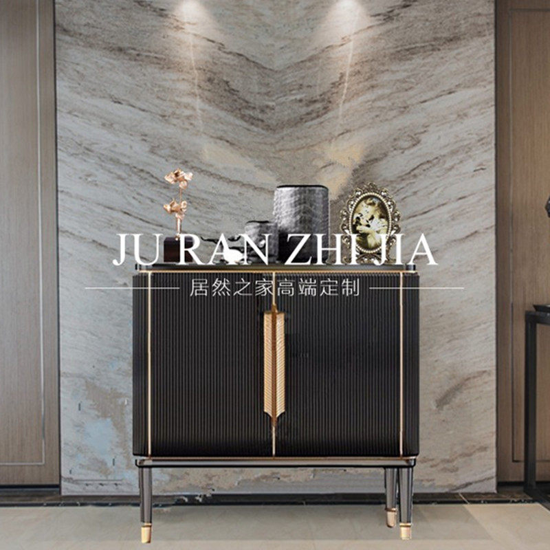 American solid wood black sketch Gold sumpdown cabinet light and luxurious living room door hall Entrance Shoe Cabinet minimalist Decorative Cabinet Dining Cabinet