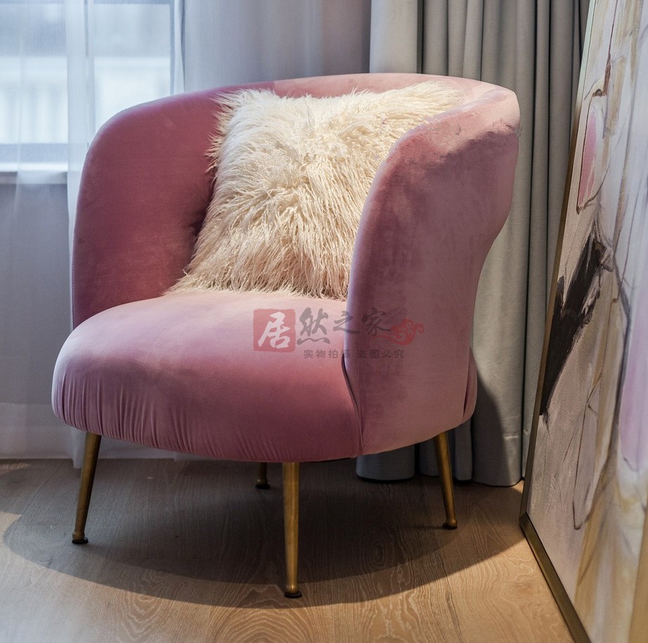 Simple post-modern fabric single-person sofa light luxury living room personality sofa neoclassical model room