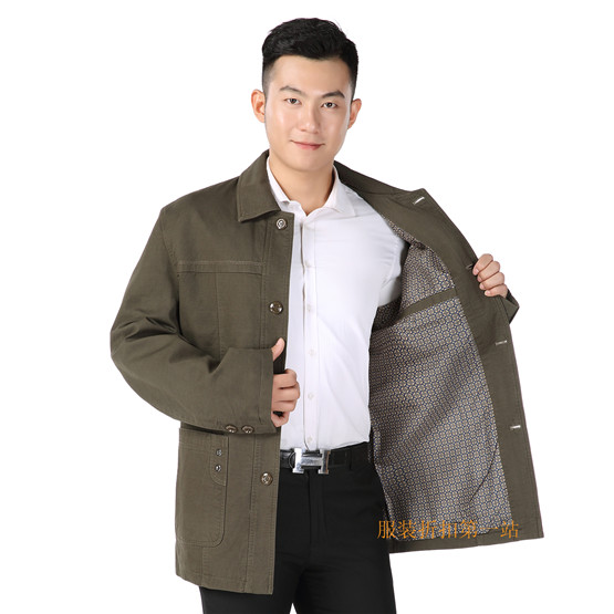 Áo khoác cotton nam cực rộng cho nam mùa xuân và mùa thu để tăng chất béo - Cực lớn quần áo thu đông nam