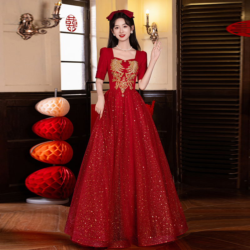 Plus Size Wedding Dress for Bride 2026 New Chinese Style Wedding Engagement Dress for Fat Women, Slimming Banquet Dress Long Style