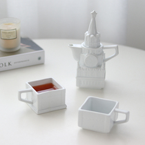 European minimalist creative Castle styling teapot set afternoon tea coffee cup saucer one pot two cups flower teapot