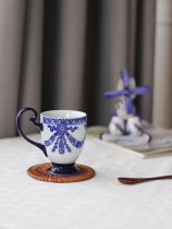 Outer single Chinese retro blue and white ceramic mug goblet afternoon tea coffee cup milk breakfast cup