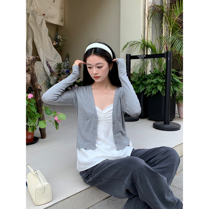 Ookstudios Multi-Color Knitted Long-Sleeved Cardigan for Women, Spring and Summer Loose-Fitting Outerwear, Lightweight Sun Protection Top