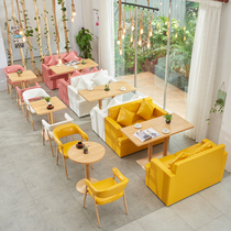 Milk Tea Shop Table And Chairs Combined Café Sofa Catering Dessert Negotiation Double Retro Clear Wine Bar West Restaurant