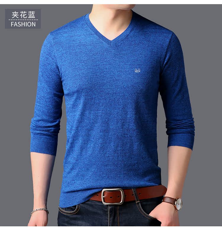 Áo len nam Hengyuanxiang áo thun nam cổ chữ V Áo len mỏng giản dị áo len nam mỏng mùa thu và áo mùa đông áo thun nam tay dài