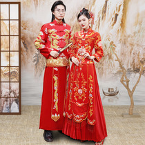 Male Xiuhe clothing 2021 new autumn and winter wedding Chinese dress groom Dragon Phoenix coat big size Tang dress couple show kimono