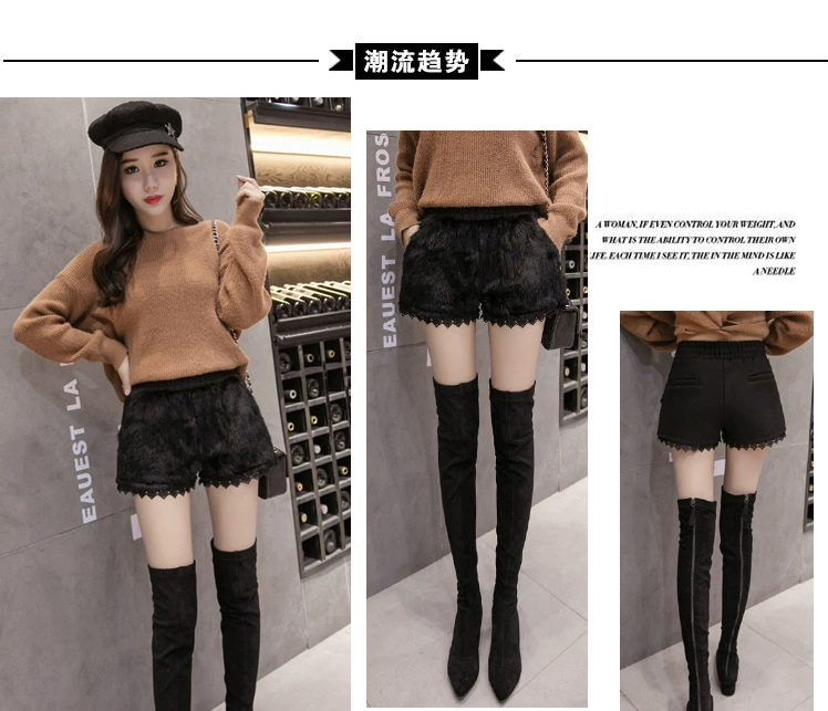 Quần lửng ống đứng mùa đông 2018 mặc quần legging mùa đông mới eo cao là quần thun lông thỏ mỏng co giãn nữ mùa thu đông