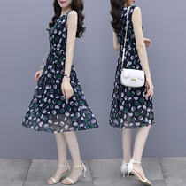 Chiffon dress womens summer 2021 New Gentle wind waist show thin fairy temperament small print skirt