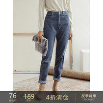  Anti-season clearance)Retro corduroy loose thin long pants high waist casual straight pants female spring