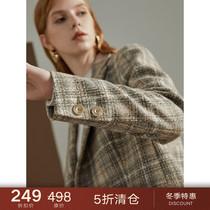 (Winter Clearance) Retro Stylish Tweed Plaid Coat Thick Wool Blazer Medium Long