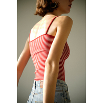 Eurocan Retro Vintage Harnesses ~ Striped V Collar Knit Harbor Wind outside wearing sleeveless small vest female summer