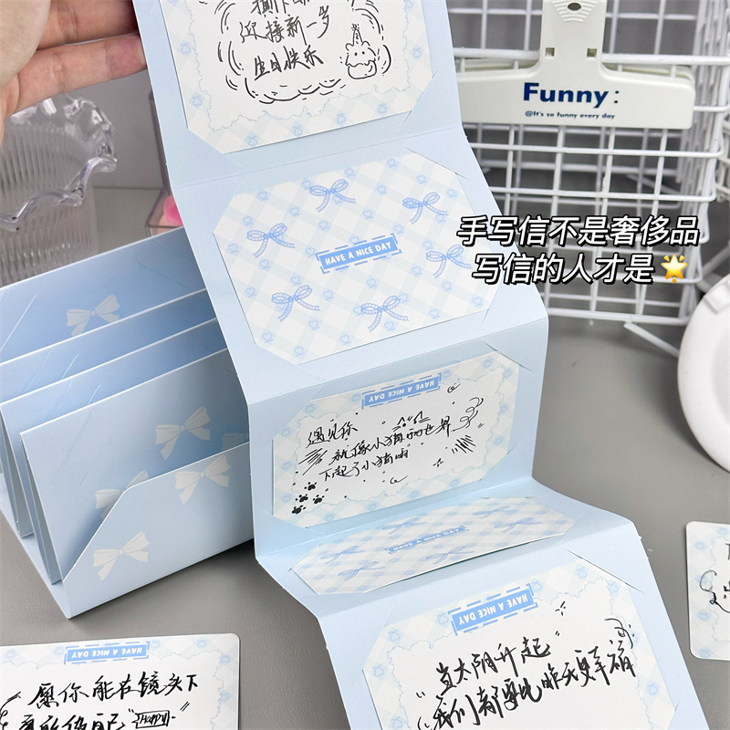 Original Butterfly Wing Light Blue Accordion-Style Foldable Creative Gift Handmade DIY Blank Photo Album Couple Best Friend Gift