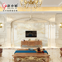 2022 marble Roman column TV background wall Eurostyle modern light lavish living room decorated film and TV wall tile styling