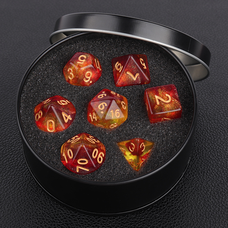 Color running group dice metal gift box set coc multi-sided Cthulhu board game 8 acrylic 20-sided digital color